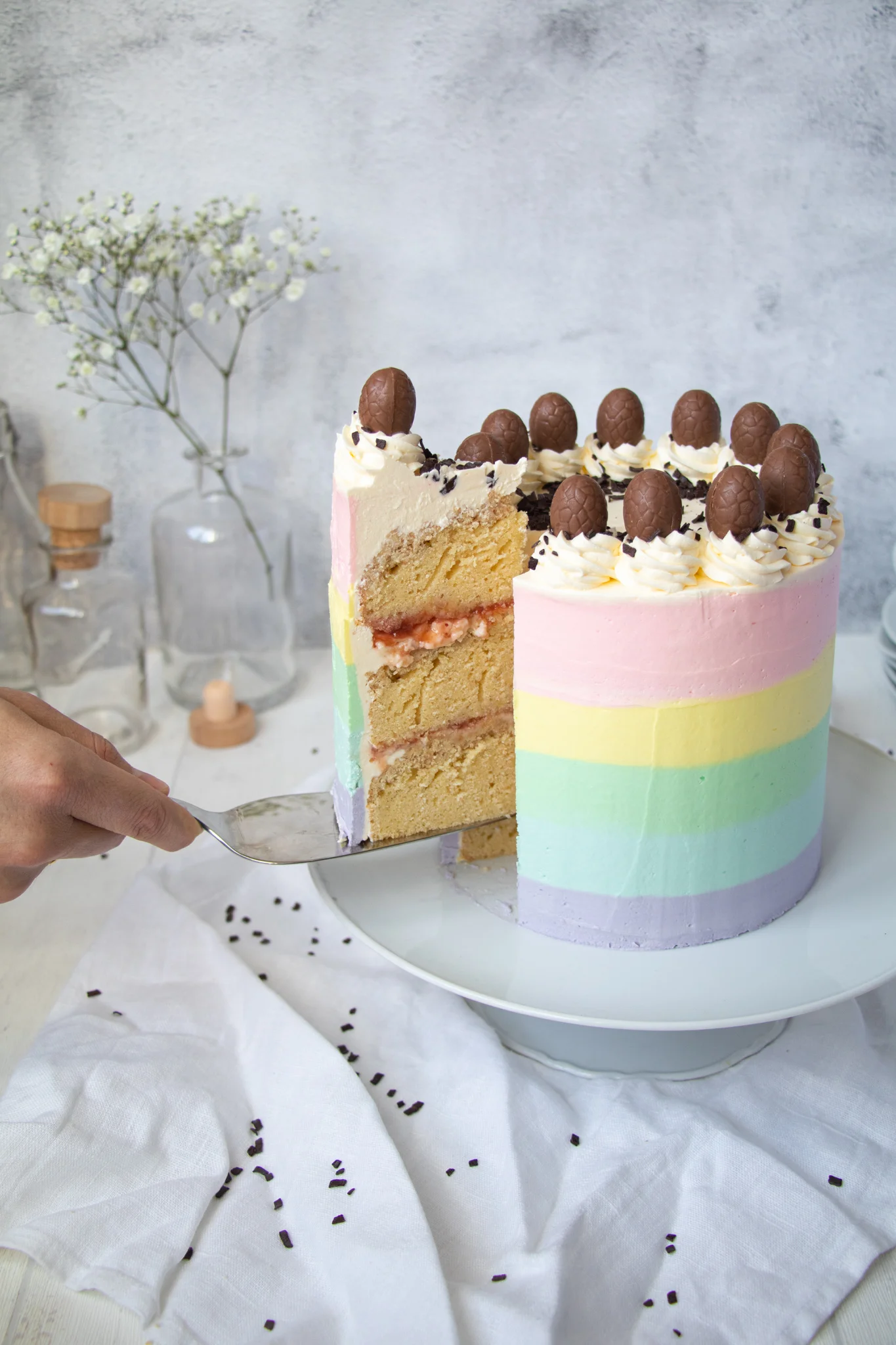 Pastel Rainbow Cake Recipe - Easter Cake Ideas - Rhubarb Crumble ...